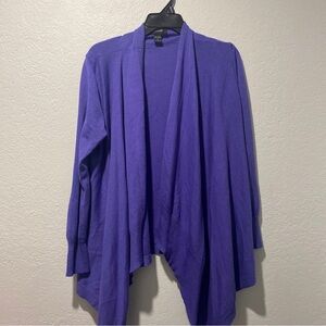 LouLou Sweater Sz M Purple Open Front Long Sleeve Acrylic Cardigan